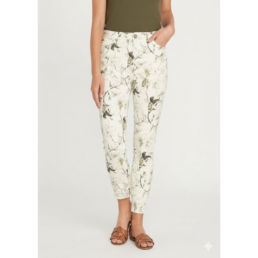 Modern Preppy Artsy Forest Fairy Ankle Pants Floral High Rise 36x26 Size 14 Mom